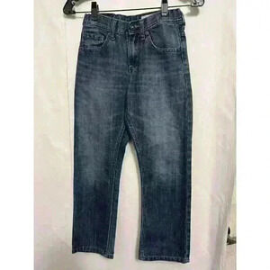 Lee Dungarees Jeans Boys Sz 10 Reg Adjustable Waist Straight Leg Dk Denim A0011